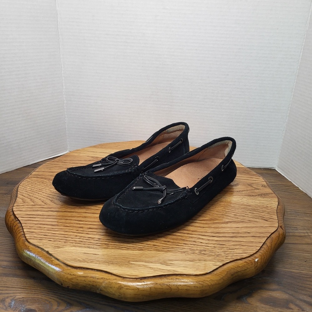 Vionic Virginia Black Suede Loafers Shoes Moccasins Orthapedic Flats Women's 9